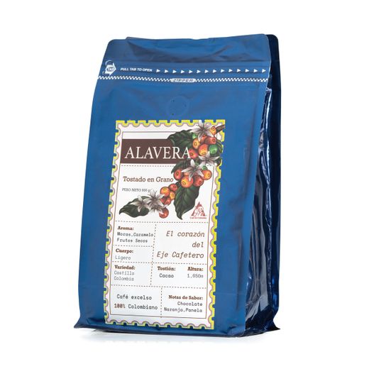 Café Alavera tostado en grano variedad Castillo 500gr